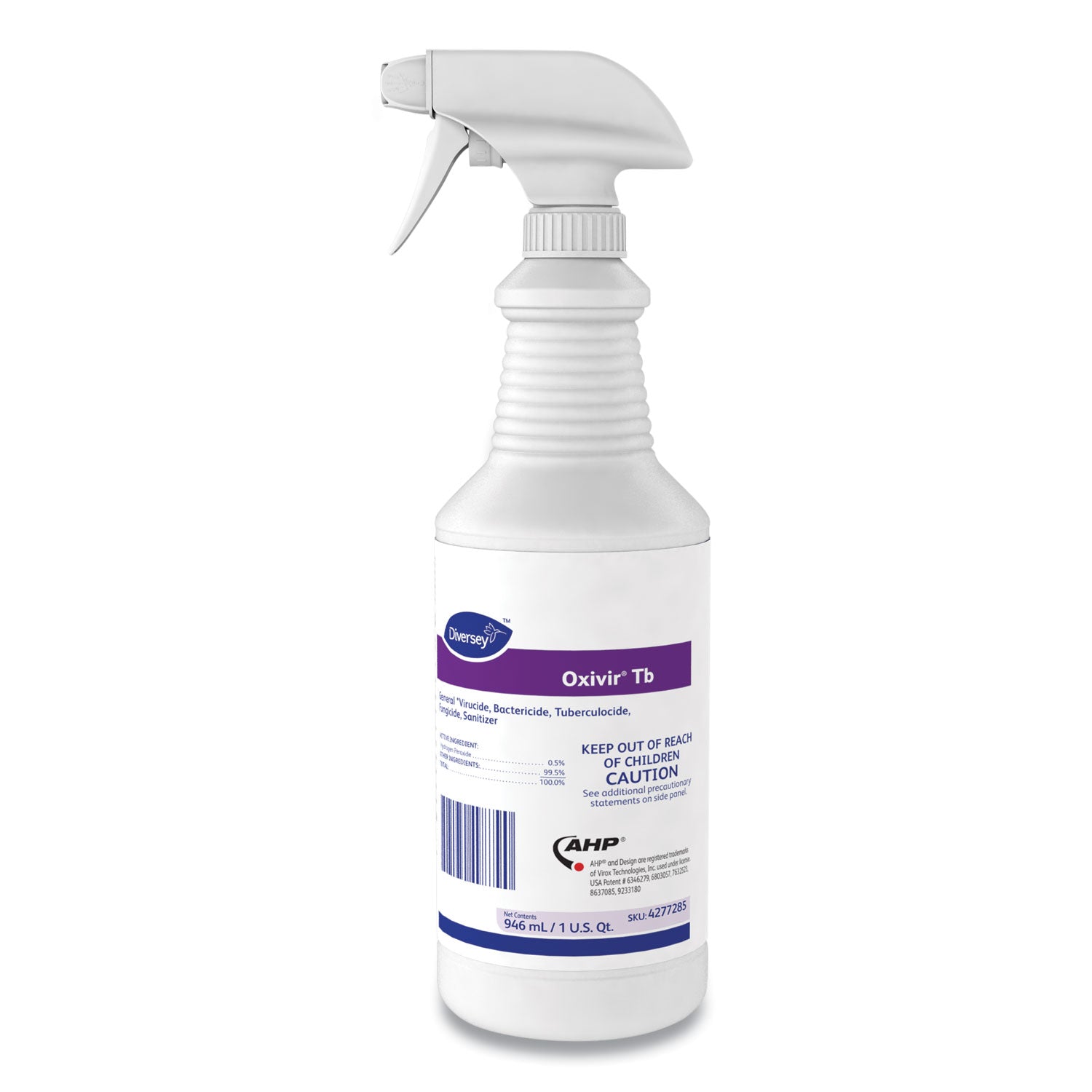 Diversey Oxivir Ready-to-use Surface Cleaner - For Hospital, Ceramic, Enamel, Fiberglass, Glass, Grout, Laminate, Metal, Plastic, Vinyl - Liquid - 32 fl oz (1 quart) - VOC-free, APE-free, Odorless, Unscented Bottle - 1 Each