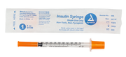 Insulin Syringe - Non-Toxic - Individual Wrapped, 28G, 1/2" Needle, 1 cc - 100 per box / 5 boxes per case