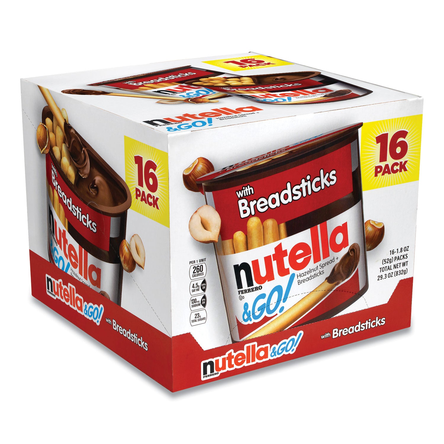 Hazelnut Spread and Breadsticks, 1.8 oz Single-Serve Tub, 16/Pack