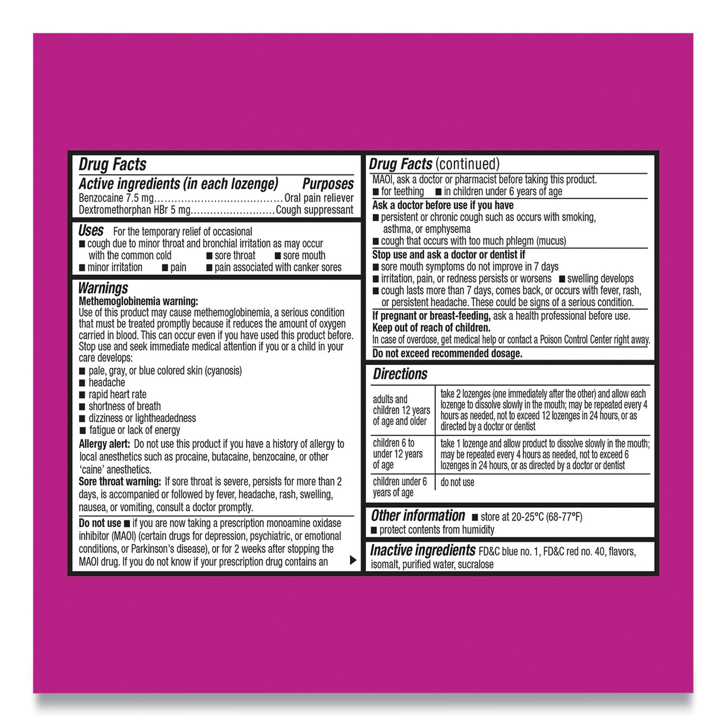 Sore Throat And Cough Lozenges, Mixed Berry, 16/pack, 24 Packs/carton