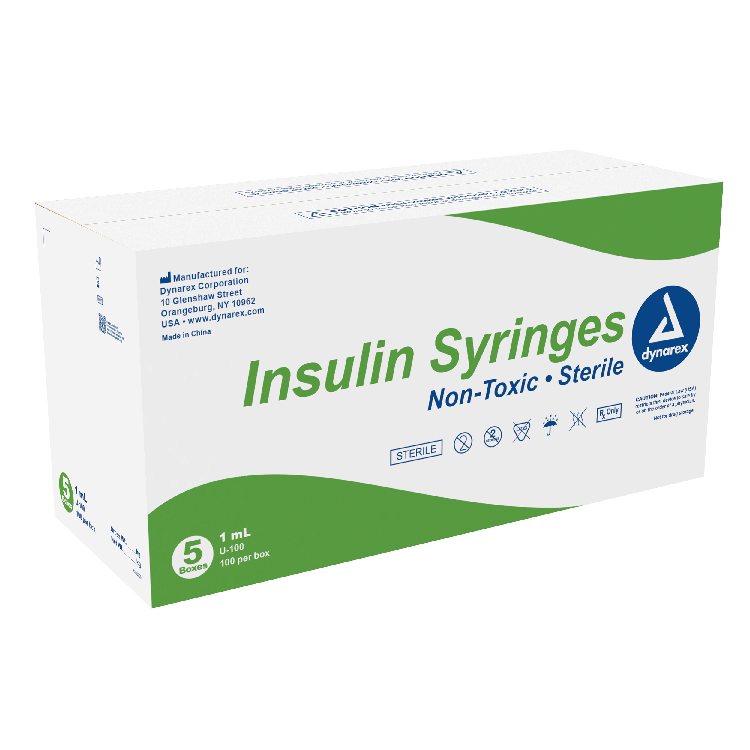Insulin Syringe - Non-Toxic - Individual Wrapped, 31G, 5/16" Needle, 1 cc - 100 per box / 5 boxes per case