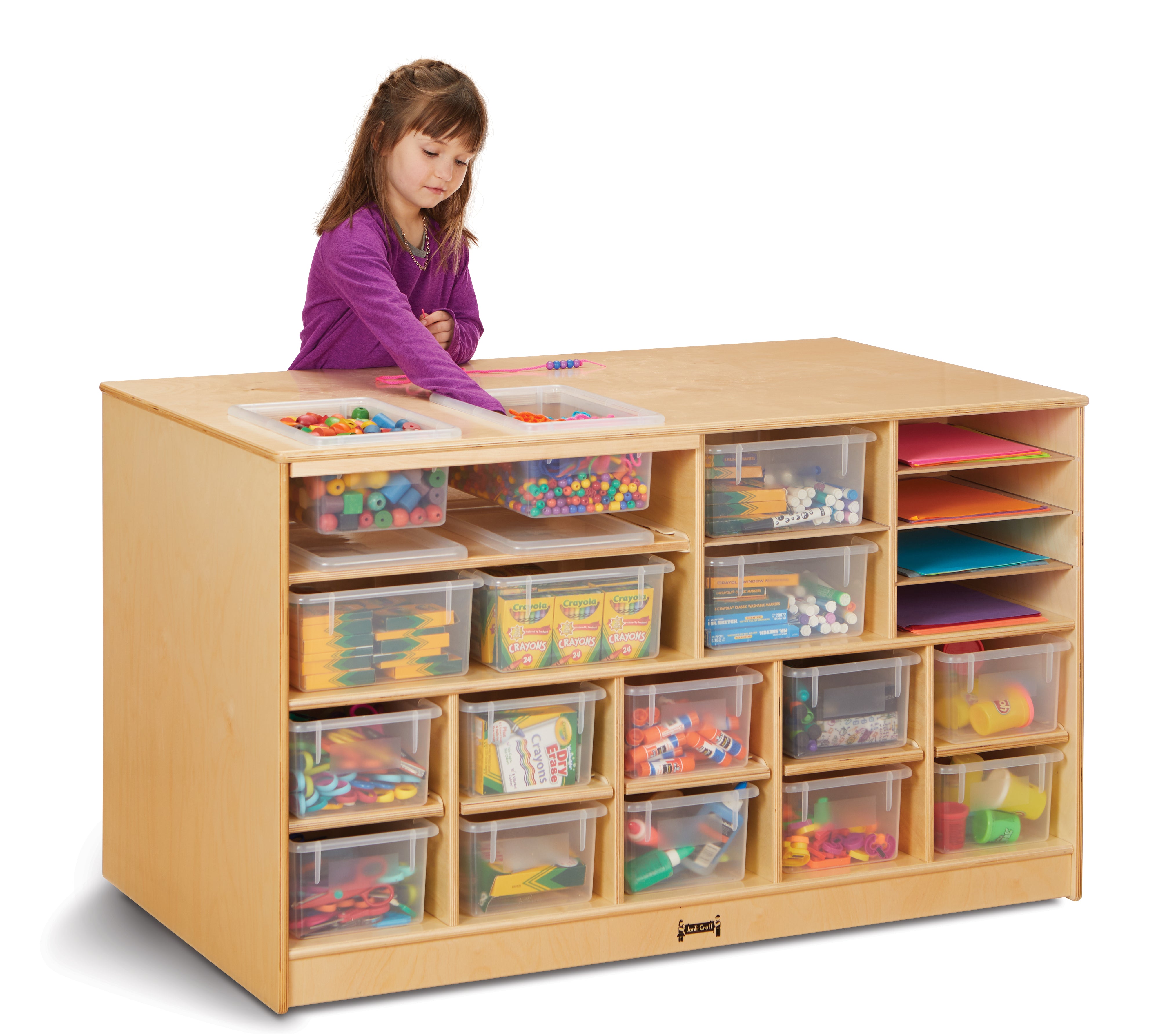Jonti-Craft® Mobile Twin Storage Island - with Clear Trays