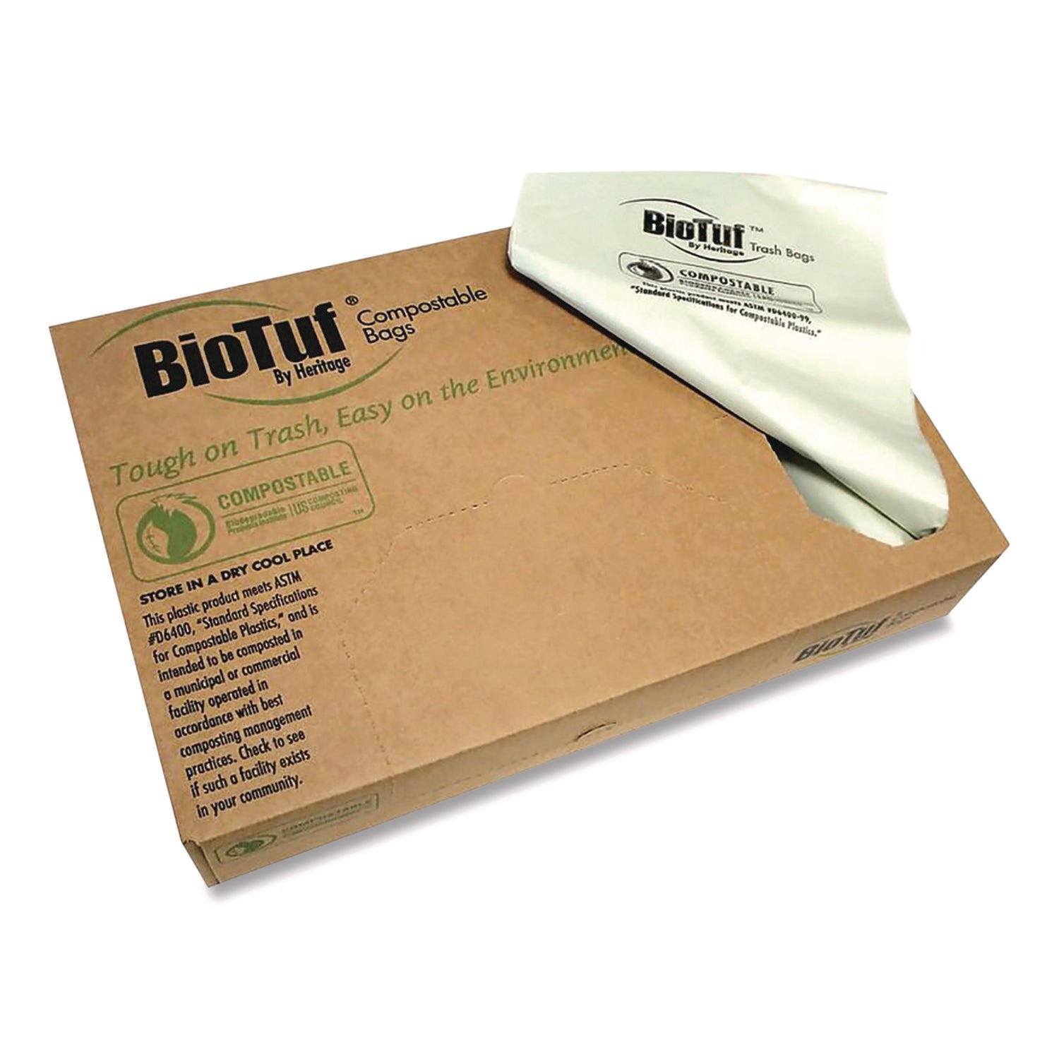 33 gal Capacity - 39" Length x 33" Width x 0.90 mil (23 Micron) Thickness - High Density - Green - Bioplast, High-density Polyethylene (HDPE) - Can Liner, Food Waste, Garbage - 200 / Box