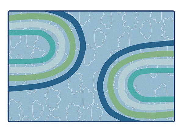 KIDSoft Large Rainbows Rug  - 4ft x 6ft - Rectangle - Blue