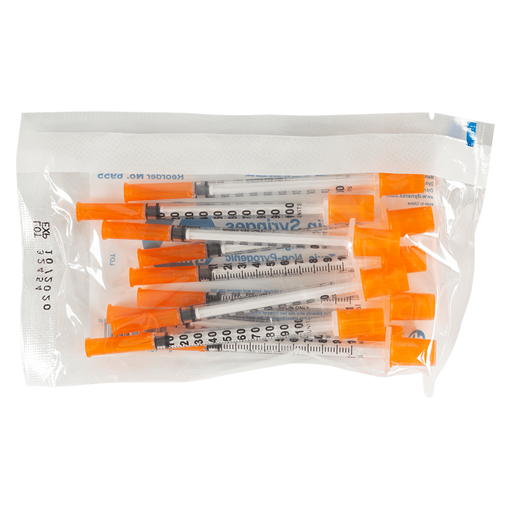 Insulin Syringe - Non-Toxic, Multi-Pack, 1 cc, 27G Needle Gauge, 1/2" Needle - 100 pcs per Box, 5 Boxes per Case