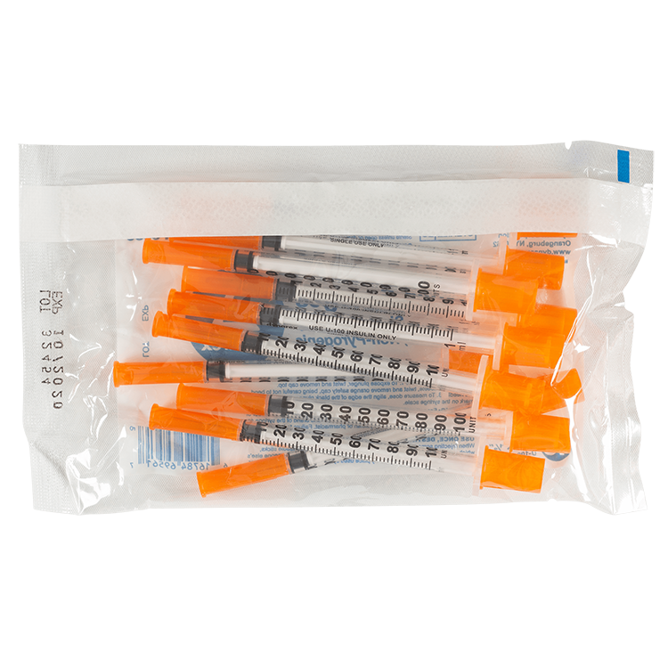 Insulin Syringe - Non-Toxic, Multi-Pack, 1 cc, 28G Needle Gauge, 1/2" Needle - 100 pcs per Box, 5 Boxes per Case