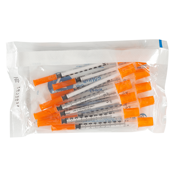 Insulin Syringe - Non-Toxic, Multi-Pack, 1 cc, 29G Needle Gauge, 1/2" Needle - 100 pcs per Box, 5 Boxes per Case