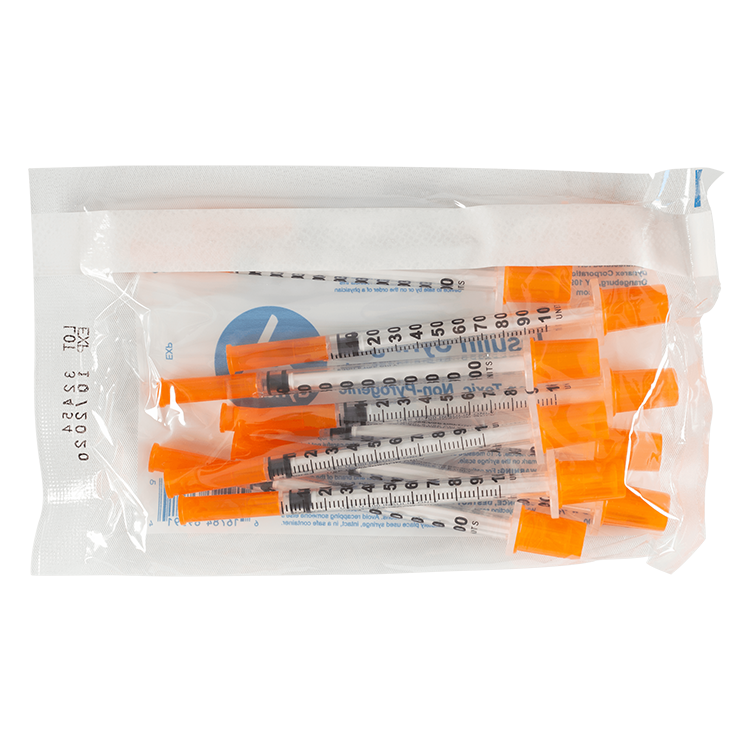Insulin Syringe - Non-Toxic, Multi-Pack, 1 cc, 31G Needle Gauge, 5/16" Needle - 100 pcs per Box, 5 Boxes per Case