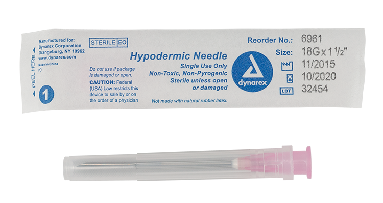 Hypodermic Needle - Non-Toxic, 18G Needle Gauge, 1/2" Needle - 100 pcs per Box, 10 Boxes per Case