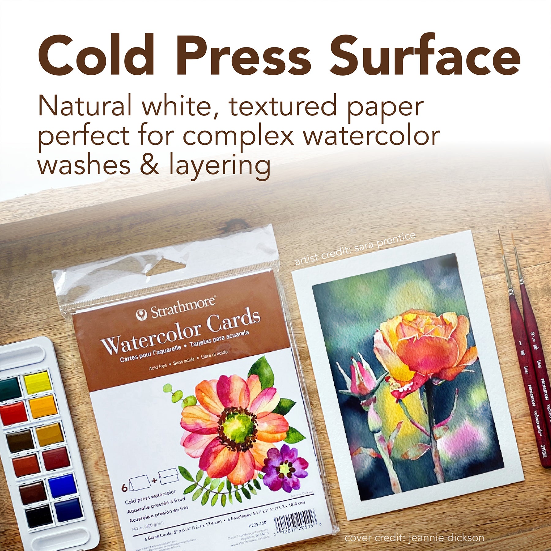 400 Series Watercolor Paper Cards & Envelopes, Full Size, 5x6.875 inch, Pack of 50