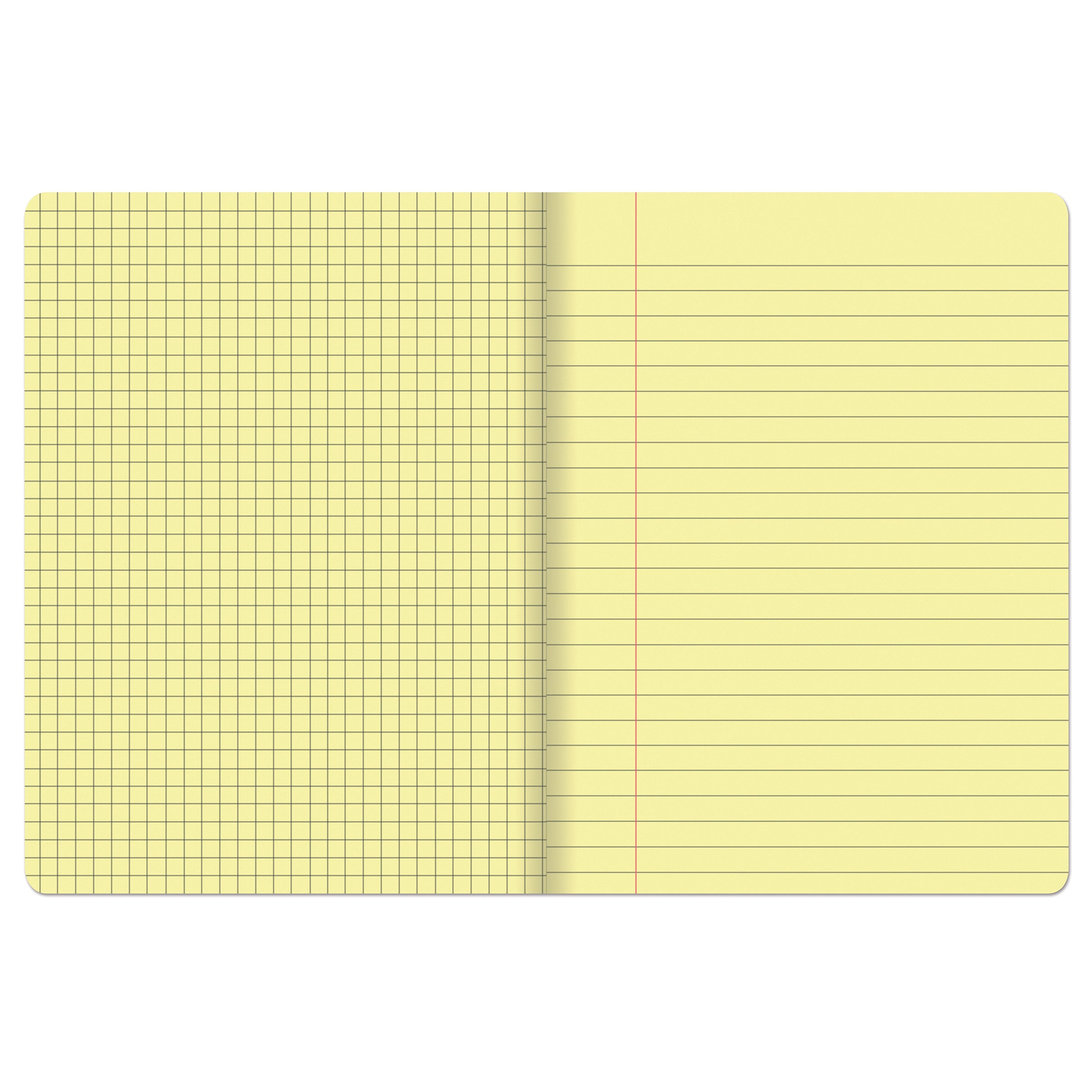 Dual Ruled Composition Book, Yellow, 1/4 in grid and 3/8 in (wide) 9-3/4" x 7-1/2", 100 Sheets