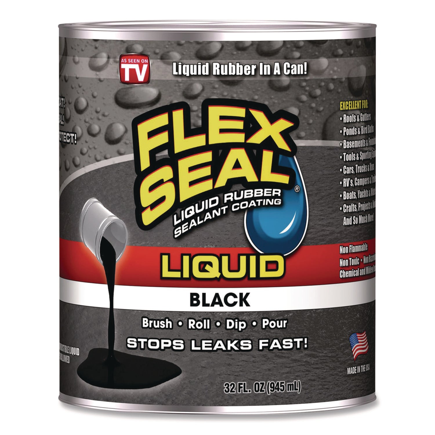 Liquid Rubber, 32 Oz Can, Black
