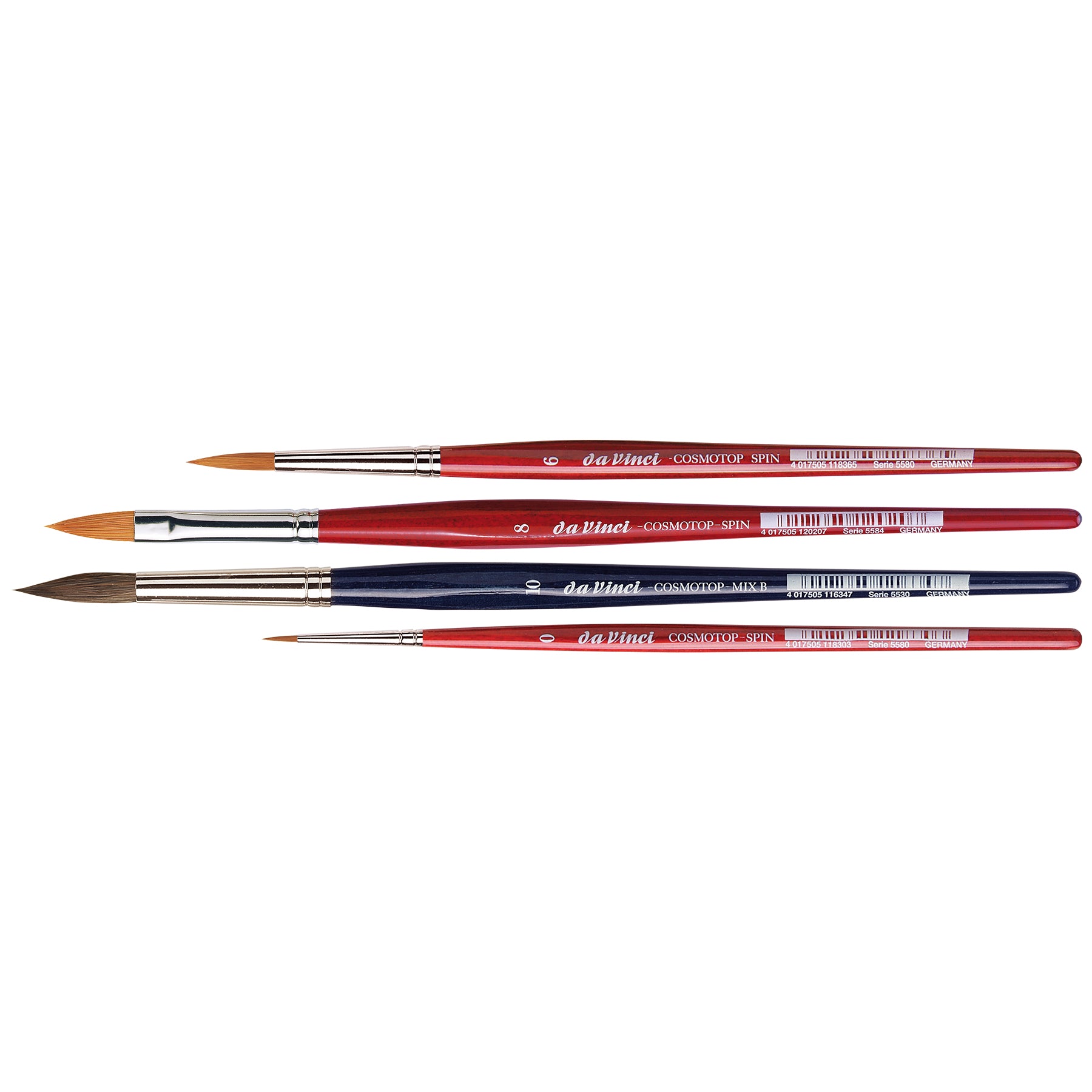 COSMOTOP Assorted Brushes, Synthetic, Watercolor, MIX and SPIN, 4 Brush Set