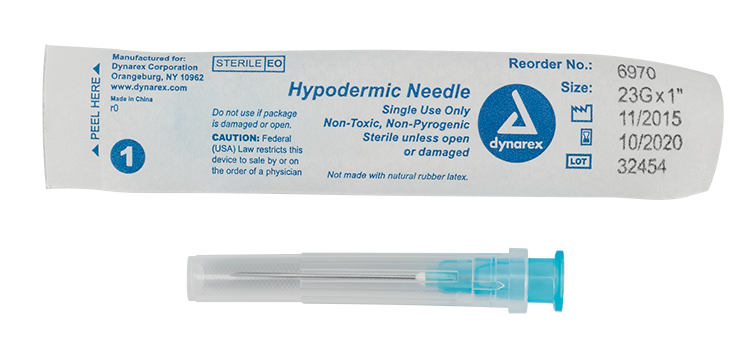 Hypodermic Needle - Non-Toxic, 23G Needle Gauge, 1" Needle - 100 pcs per Box, 10 Boxes per Case