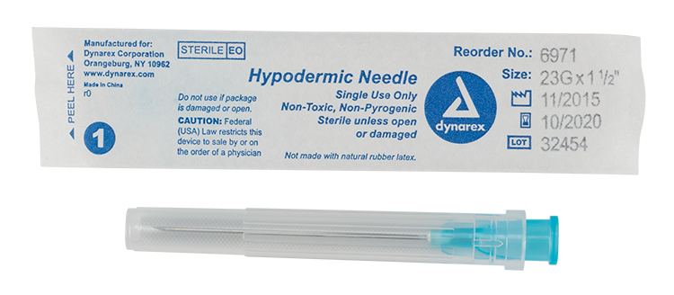 Hypodermic Needle - Non-Toxic, 23G Needle Gauge, 1 1/2" Needle - 100 pcs per Box, 10 Boxes per Case