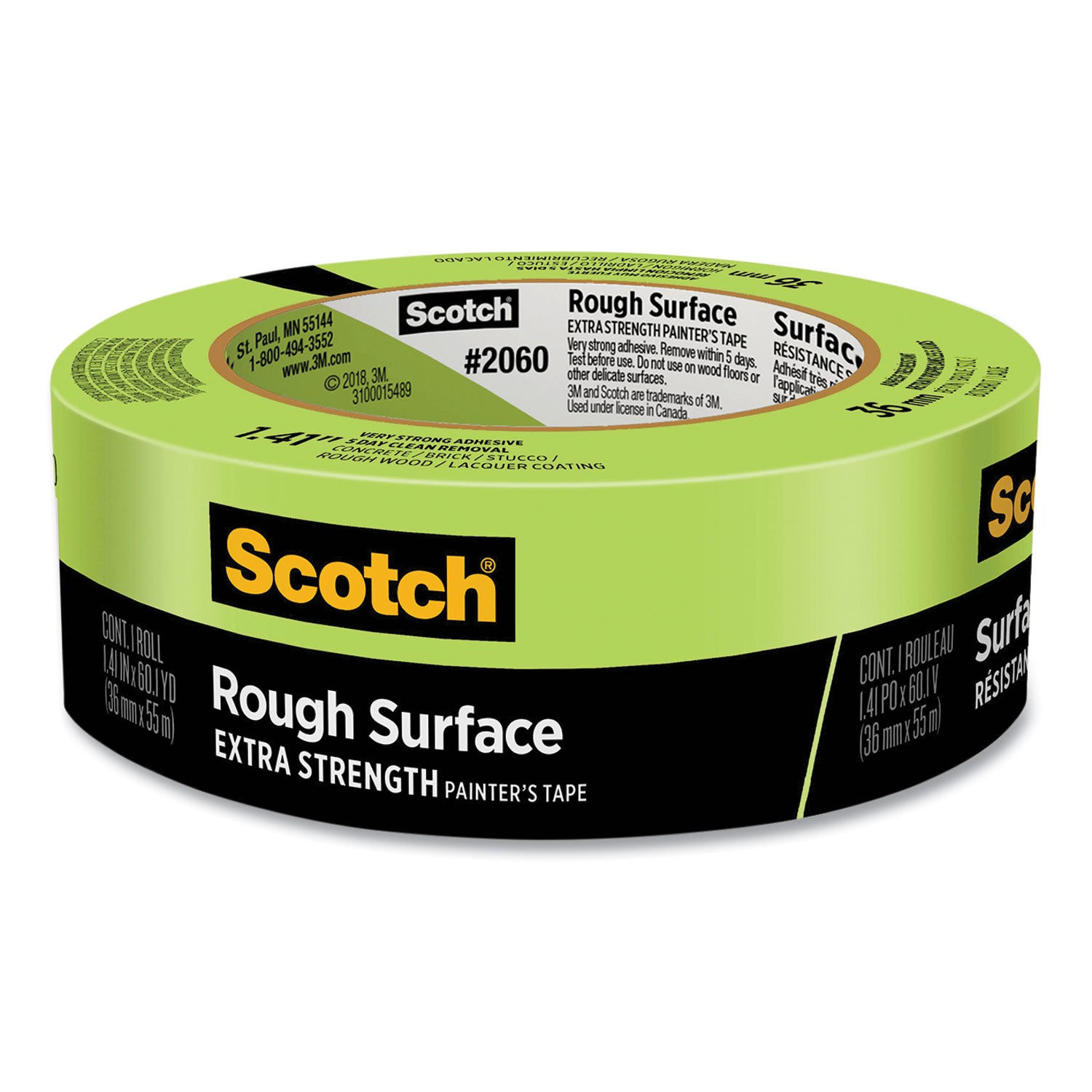 60.10 yd Length x 1.41" Width - Green - Damage Resistant - For Rough Surface, Brick, Concrete, Stucco, Painting, Holding, Industrial, Carpet, Unfinished Wood, Vinyl - 1 Roll