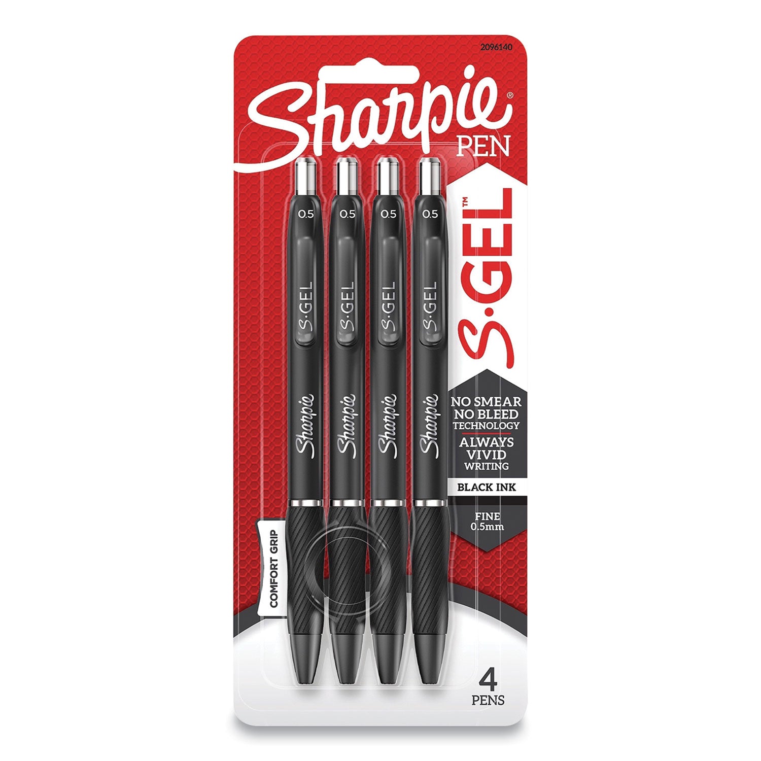 Sharpie S-Gel Pens - 0.5 mm Fine Pen Point - Black Ink - Gel-based - Black Barrel - 4 / Pack
