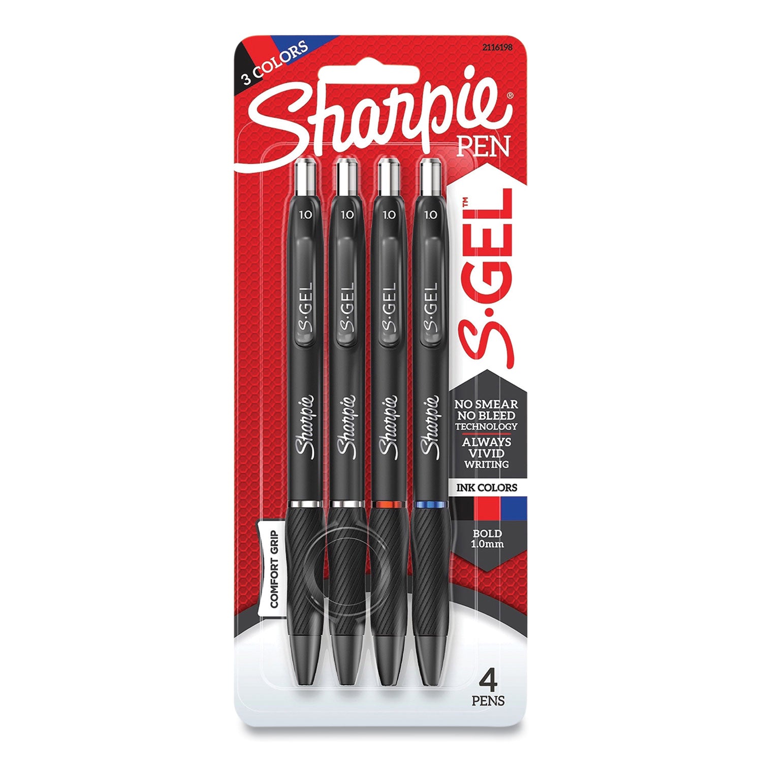 Sharpie S-Gel Pens - 1 mm Pen Point - Multi Ink - Gel-based - Black Barrel - 4 / Pack