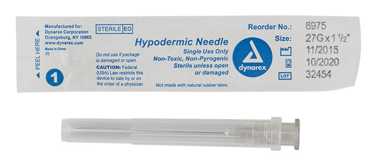 Hypodermic Needle - Non-Toxic, 27G Needle Gauge, 1 1/2" Needle - 100 pcs per Box, 10 Boxes per Case