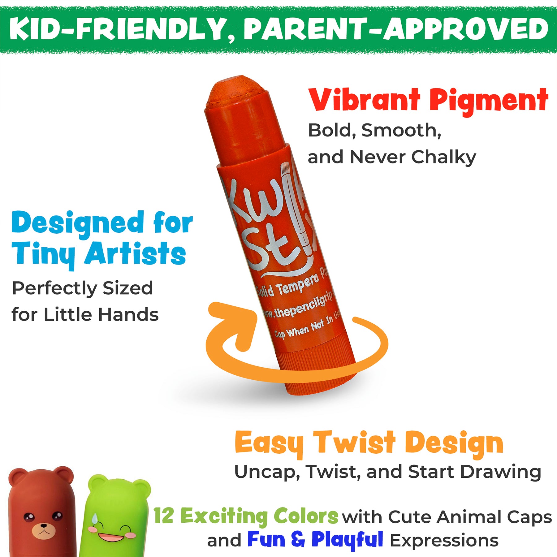 Cuties Solid Tempera Paint, Pack of 12