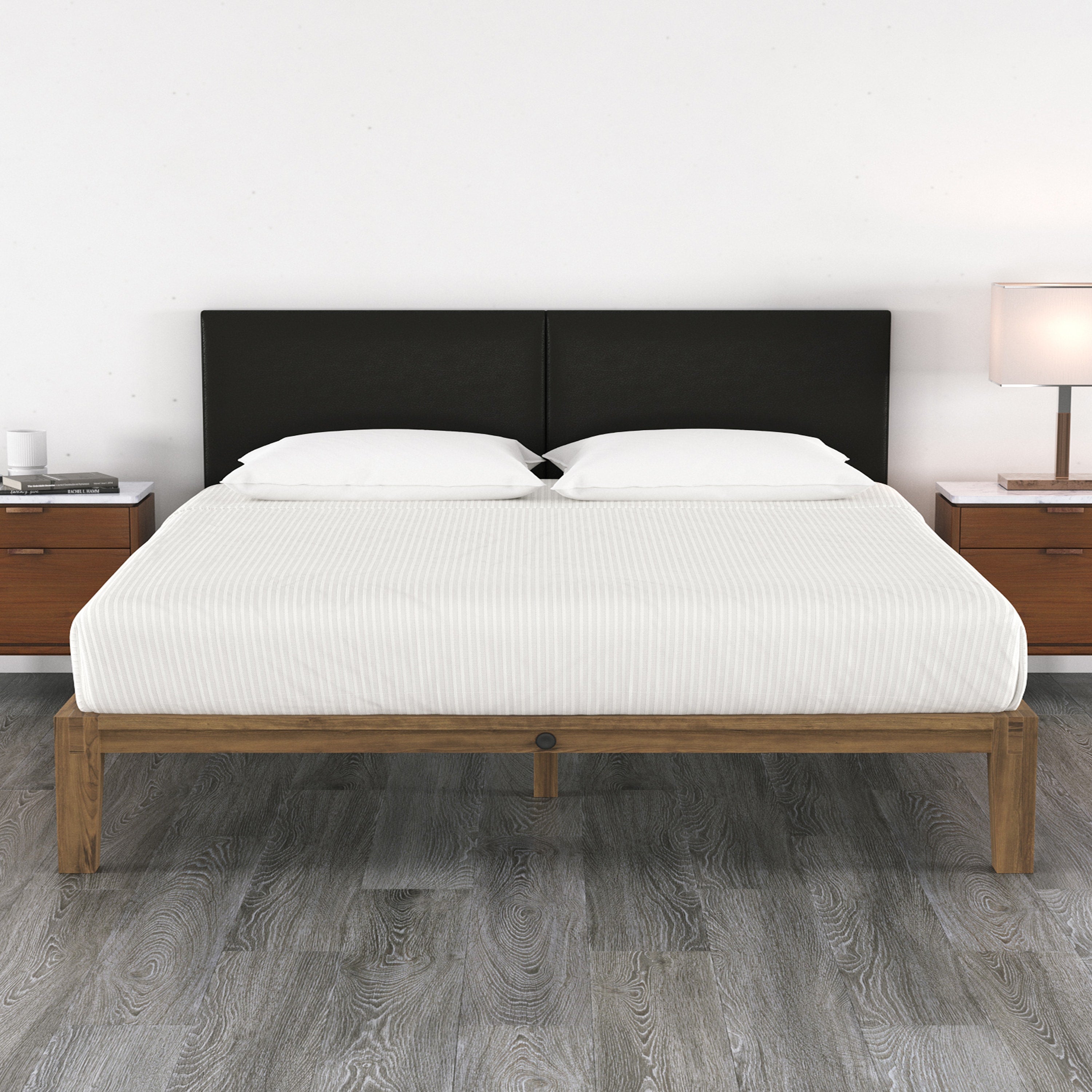 Jaxx Panelist Modern Padded Headboard- Set of 2 Wall Mounted Panels (Each 22.5" x 38")- King Double Tall, Vegan Leather, Black