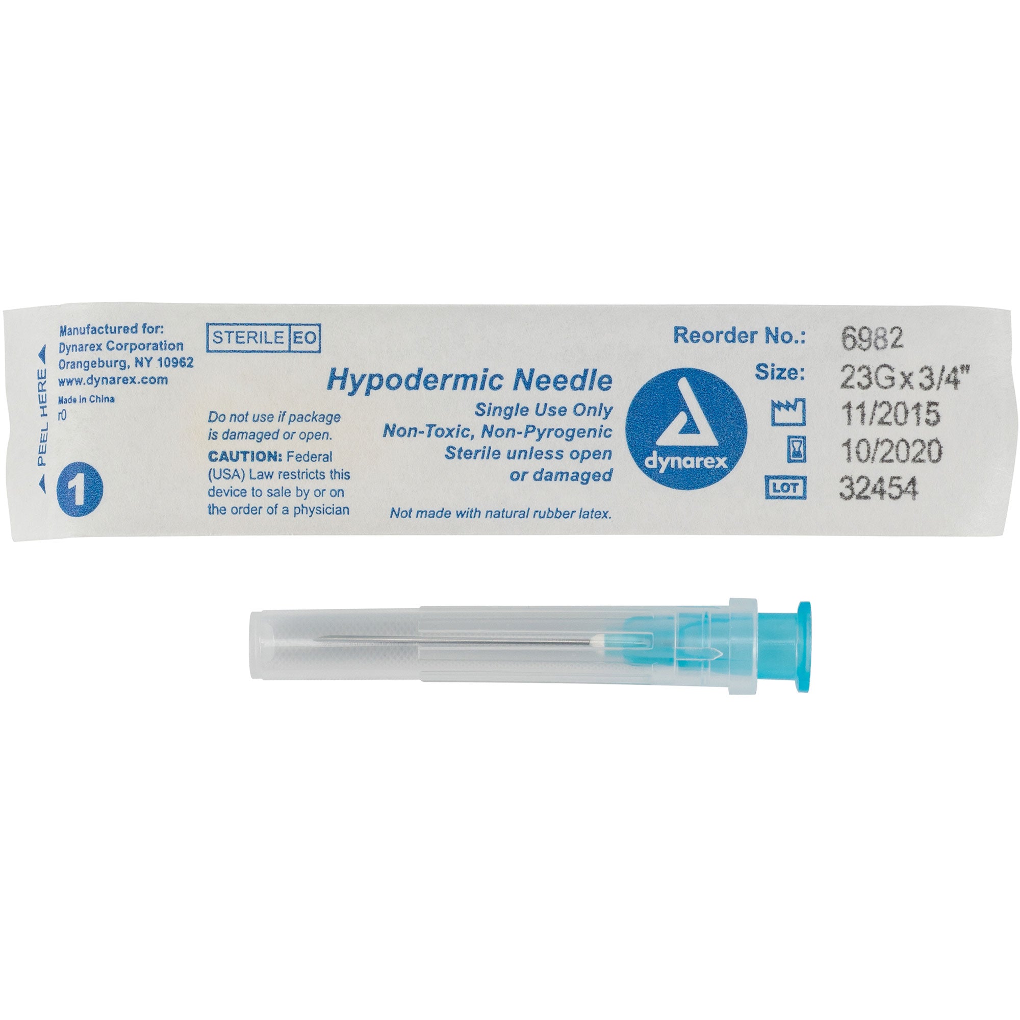 Hypodermic Needle - Non-Safety, 23G Needle Gauge, 3/4" Needle - 100 pcs per Box, 10 Boxes per Case