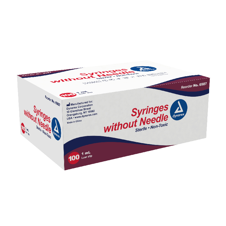 Syringe Without Needle - Non Toxic - Luer Slip, 1 cc - 100 pcs per Box, 10 Boxes per Case
