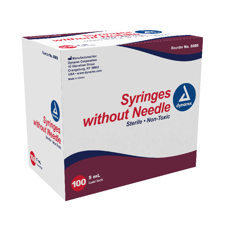 Syringe Without Needle - Non Toxic - Luer Lock, 5 cc - 100 pcs per Box, 10 Boxes per Case