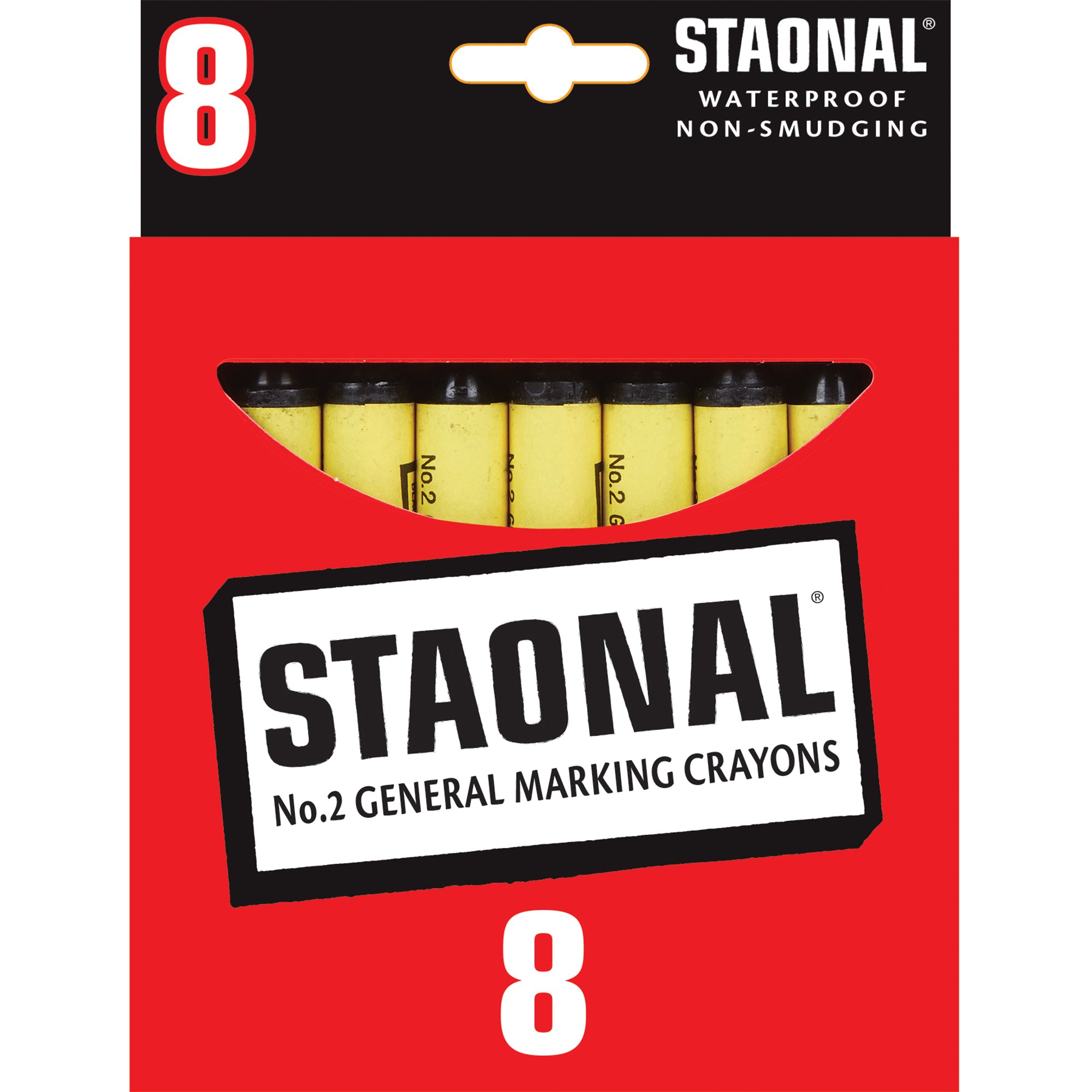 Staonal® Marking Crayons, Black, 8 Count