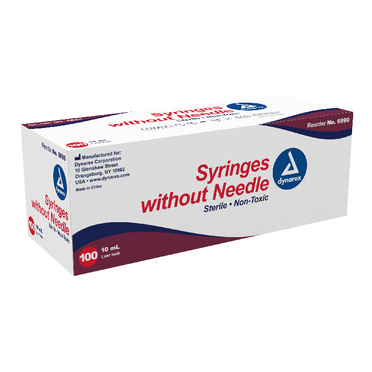 Syringe Without Needle - Non Toxic - Luer Lock, 10 cc - 100 pcs per Box, 10 Boxes per Case