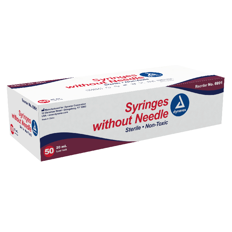 Syringe Without Needle - Non Toxic - Luer Lock, 20 cc - 50 pcs per Box, 10 Boxes per Case