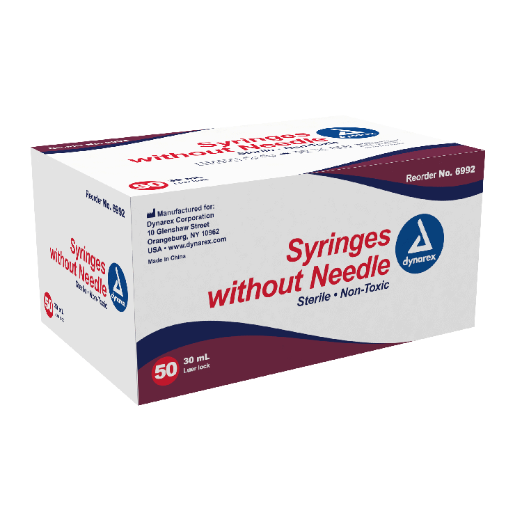 Syringe Without Needle - Non Toxic - Luer Lock, 30 cc - 50 pcs per Box, 10 Boxes per Case