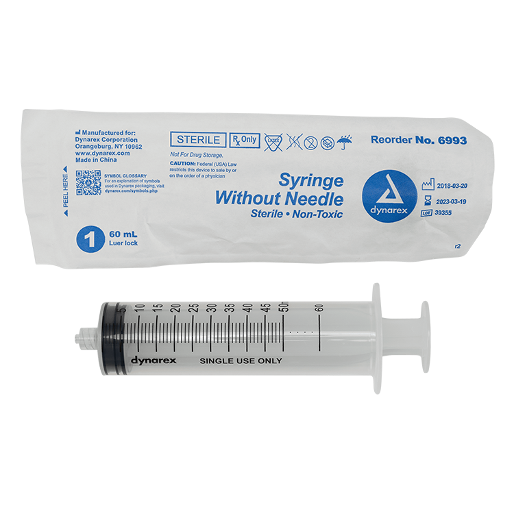 Syringe Without Needle - Non Toxic - Luer Lock, 60 cc - 25 pcs per Box, 10 Boxes per Case