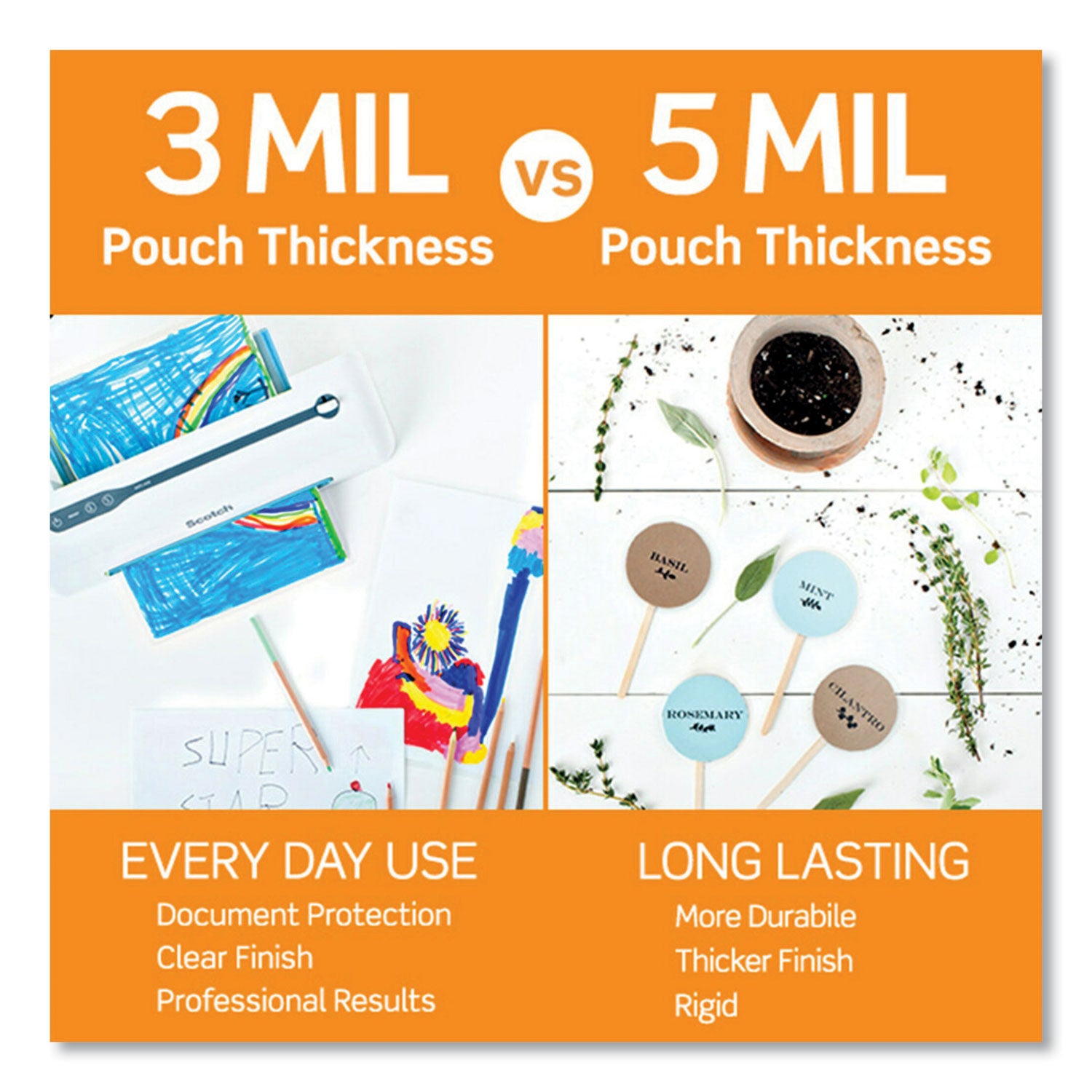 Scotch Thermal Laminating Pouches, 4.3" x 6.3", 5 mil, Glossy, Clear, Photo-safe, Double Sided, 1 Pack