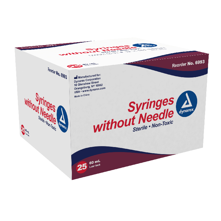 Syringe Without Needle - Non Toxic - Luer Lock, 60 cc - 25 pcs per Box, 10 Boxes per Case