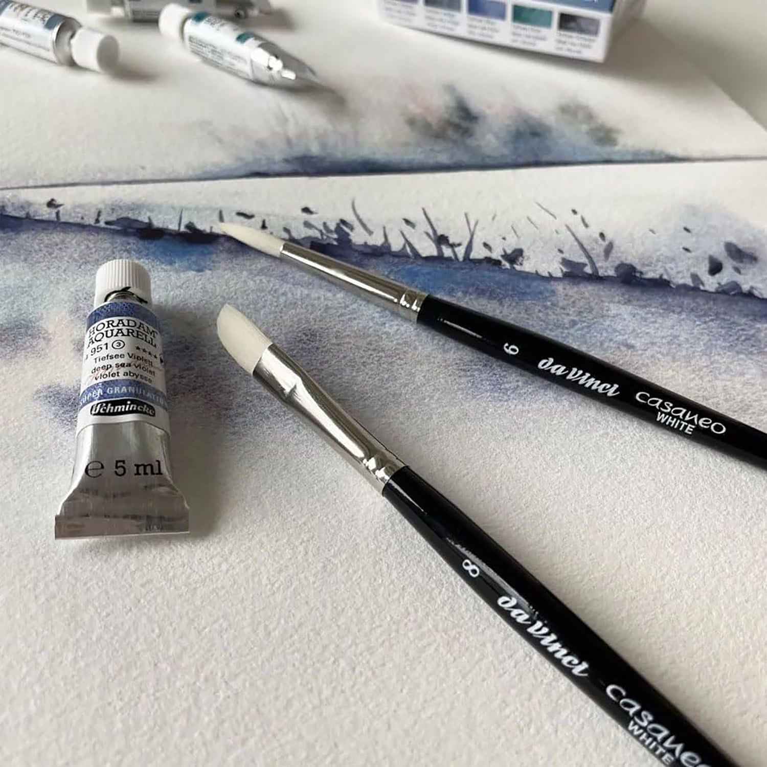 CASANEO White for Schmincke Horadam, Synthetic, Watercolor, Series 5391, 2 Brush Set