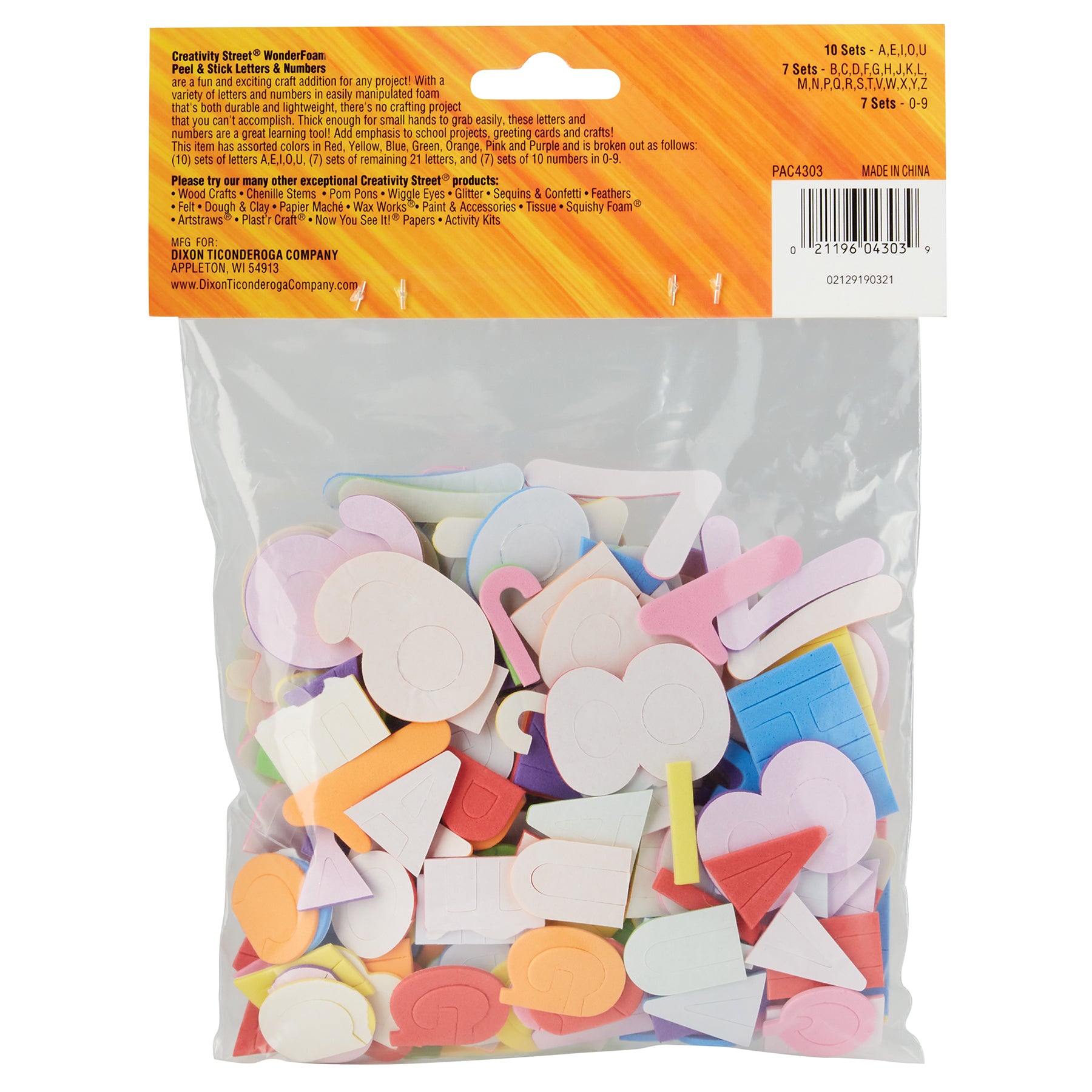 WonderFoam Peel & Stick Letters & Numbers, Assorted Colors & Sizes, 267 Pieces