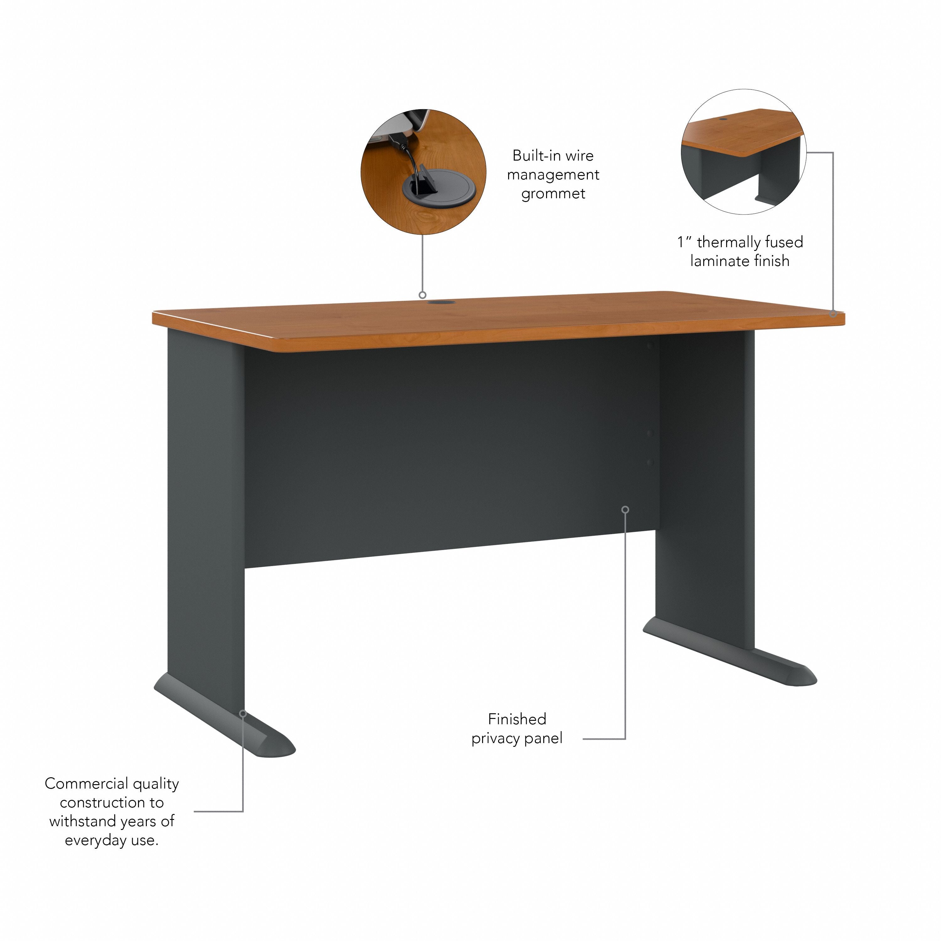Bush Business Furniture Series A 48W Desk in Natural Cherry and Slate - 47.52" Width x 26.81" Depth x 29.66" Height