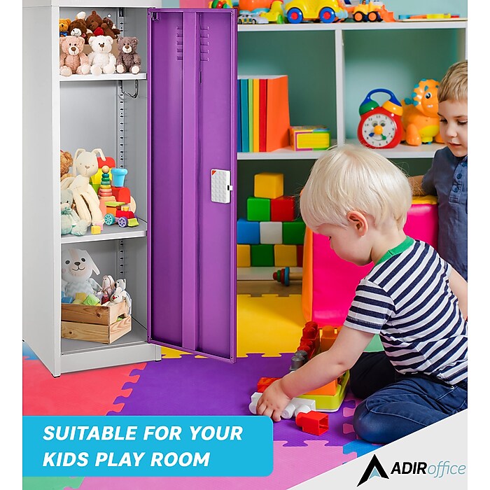 48" H x 15" W Steel Single Tier Storage Locker with Digital Lock, Purple