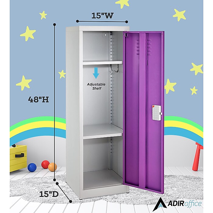 48" H x 15" W Steel Single Tier Storage Locker with Digital Lock, Purple