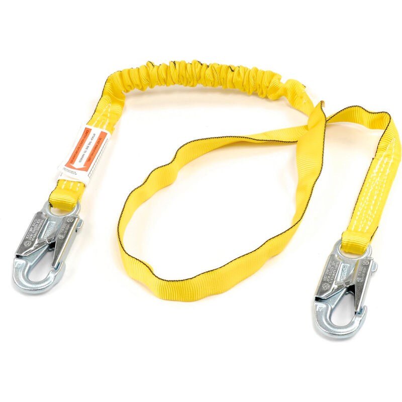 Miller 6' web lanyard w/1 locking snap hook and one 2-1/2" locking rebar hook