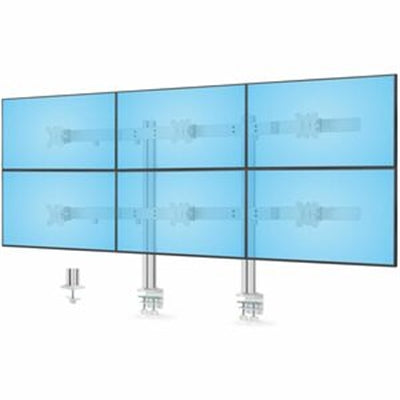 StarTech.com Six-Monitor Desk Mount w/Crossbar, Up to 32-inch Computer Screens/Max 17.6lb Each, Dual Column, C-clamp/Grommet