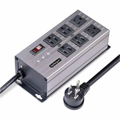 StarTech 6-Outlet Industrial Power Strip 125V/15A EMI/RFI Isolation Surge Protection Mountable PDU 8ft NEMA 5-15P Cord UL Listed 6N515S8POWERSTRIP