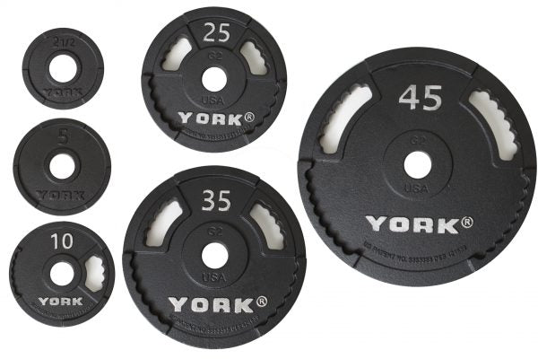 45 LB G-2 Olympic Dual Grip Thin Line Cast Iron Plate - Black
