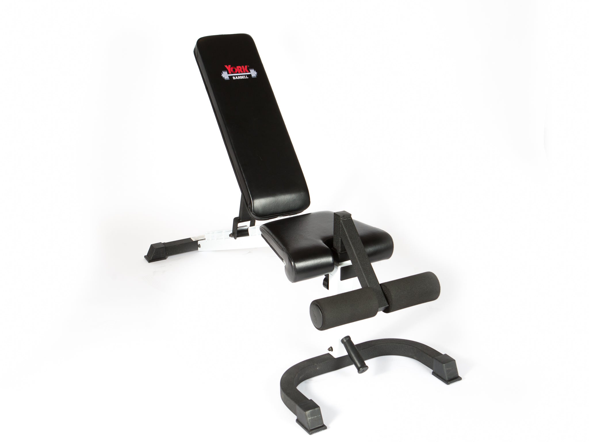 FTS Flex Bench with Foot Hold-down - White Frame/Black Upholstery