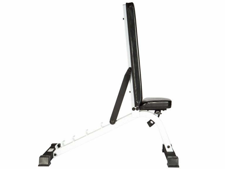 FTS Flat-to-Incline Adjustable Utility Bench Press - White Frame/Black Upholstery