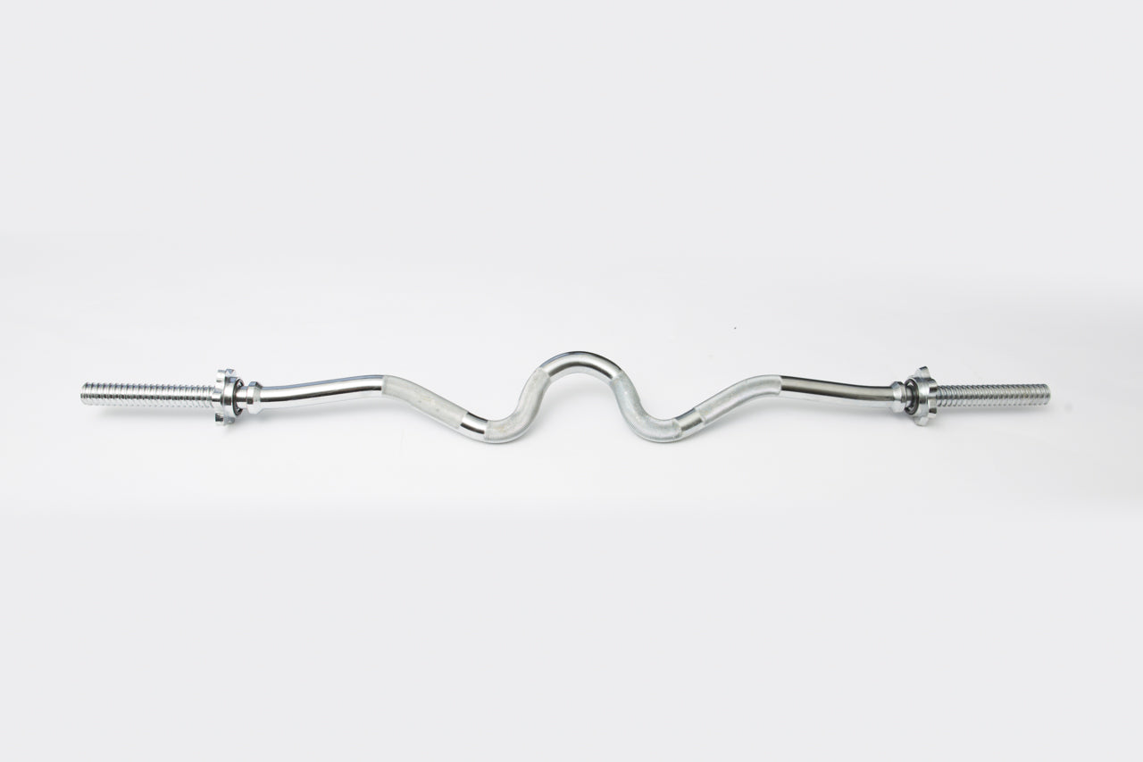 York Standard Chrome Spin-Lock Super Curl Bar with Spin-Lock Collars