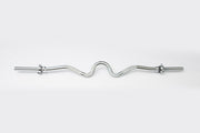 York Standard Chrome Spin-Lock Super Curl Bar with Spin-Lock Collars