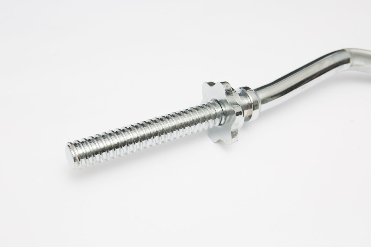 York Standard Chrome Spin-Lock Super Curl Bar with Spin-Lock Collars