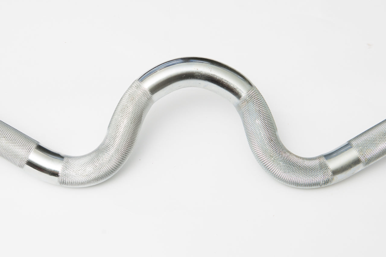 York Standard Chrome Spin-Lock Super Curl Bar with Spin-Lock Collars
